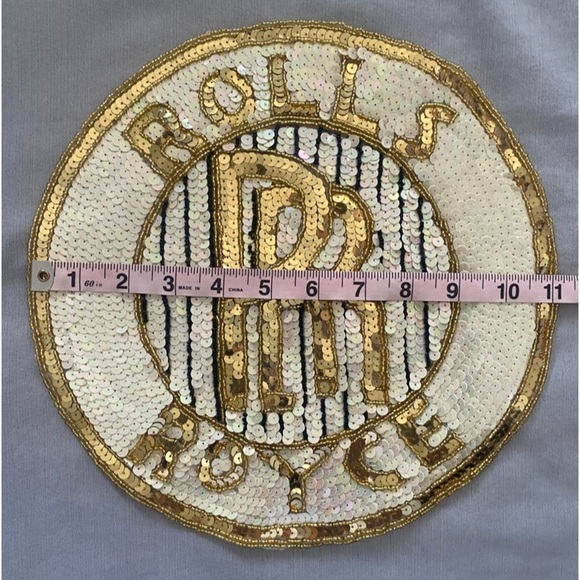 Vintage Sequins XL Rolls Royce Sew On Patch 12" - Picture 4 of 6